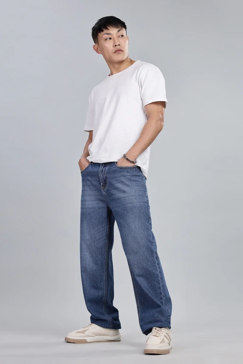 inkd جينز الرجال الكلاسيكي المسترخي – متوسط الارتفاع | 100٪ قطن | 5 جيوب | جينز واسع للرجل